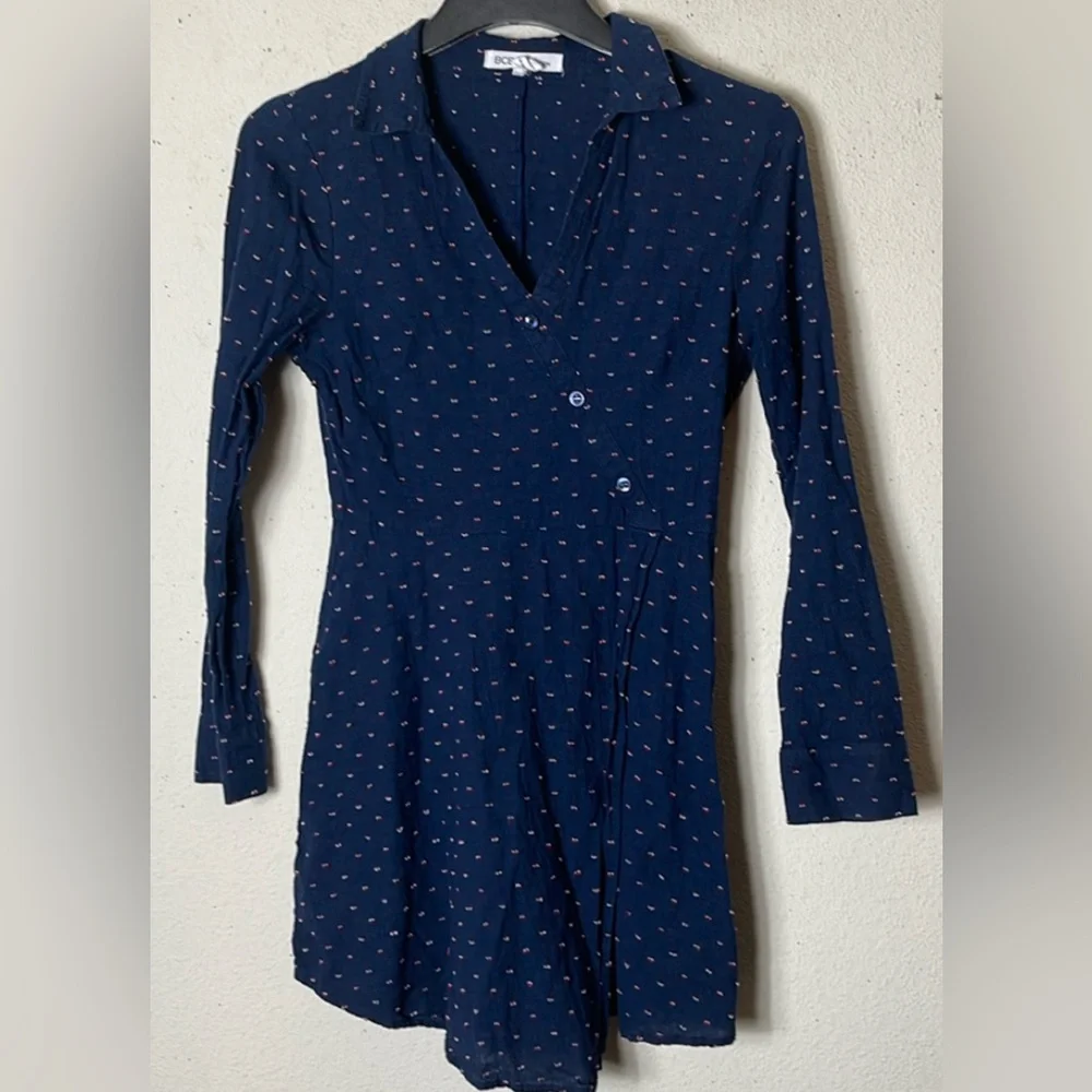BCBGeneration Women's Blue Long Sleeve Shirt Dress 8 - Picture 3 of 7